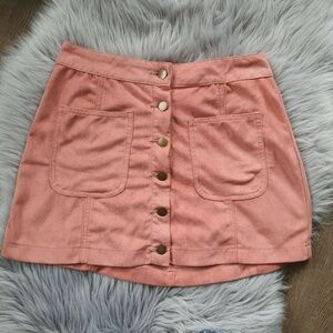 Altar'd State M Medium Rose Pink Faux Suede Skirt